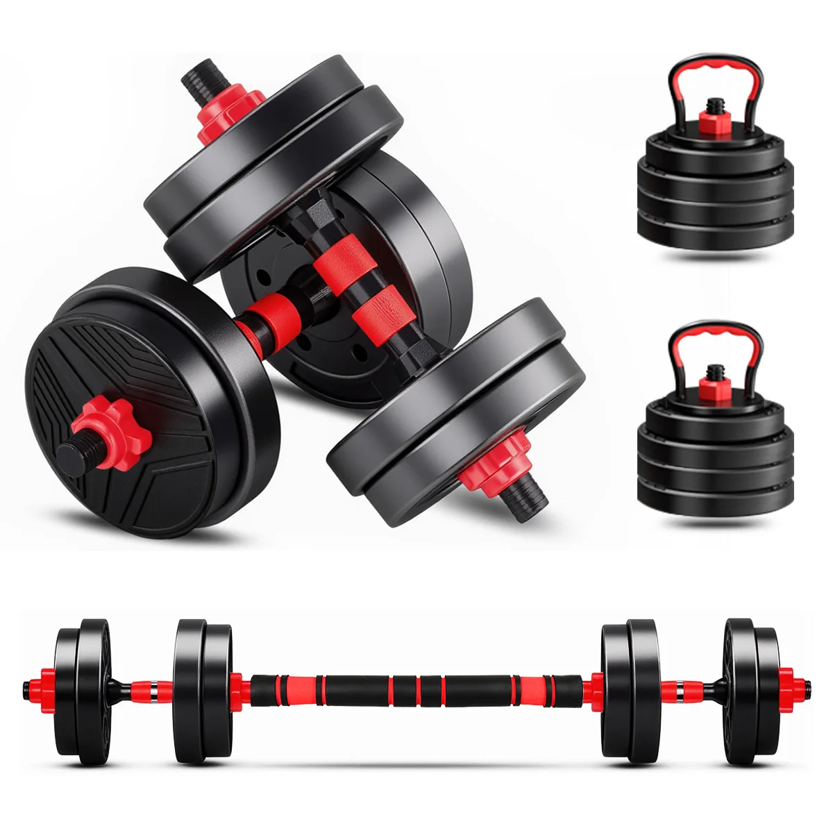 Conjunto ajustável de halteres de 20 kg para fitness, barra de kettlebell, equipamento de ginástica, uso doméstico masculino
