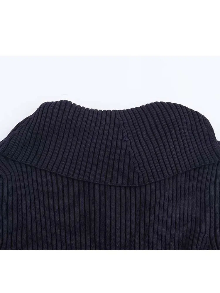 المرأة محبوك معطف 2025 جديد المرأة موضة سحاب أكمام طويلة محبوك معطف قصير المرأة أنيقة عادية جديدة التلبيب ملابس خارجية #6