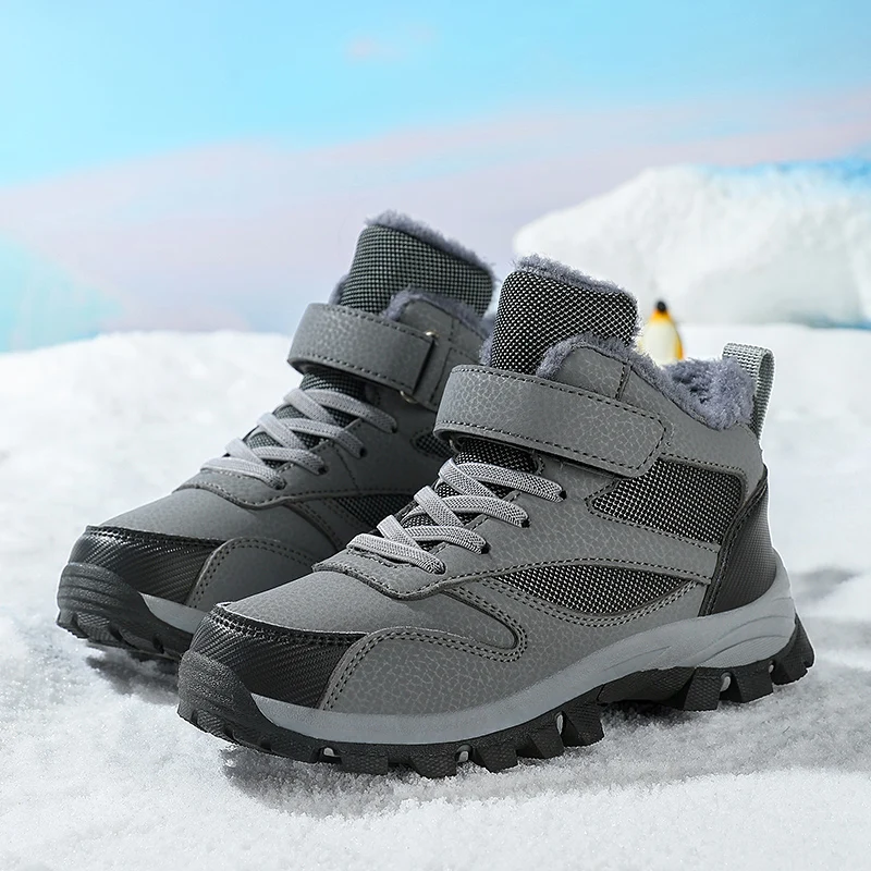 

Children Sneakers Winter Boys Sports Hiking Boots Plush Warm Ankle Boots Anti-slip Outdoor Children Sports Shoes Waterproof