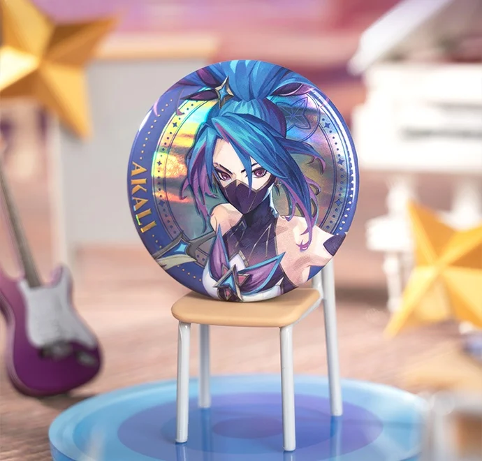 Set di badge in latta Star Guardian Scatola cieca (6 pezzi in totale) Serie 2 Nuovo originale Ahri Kaisa Akali Xayah Rakan Orianna Morgana