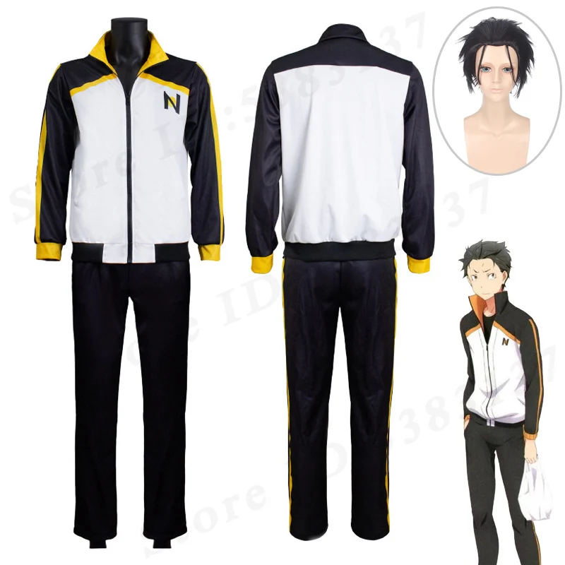 

Men Sportswear Uniform Wig Jacket Coat Pants Training Suit Re Zero Kara Hajimeru Isekai Seikatsu Subaru Natsuki Cosplay Costume