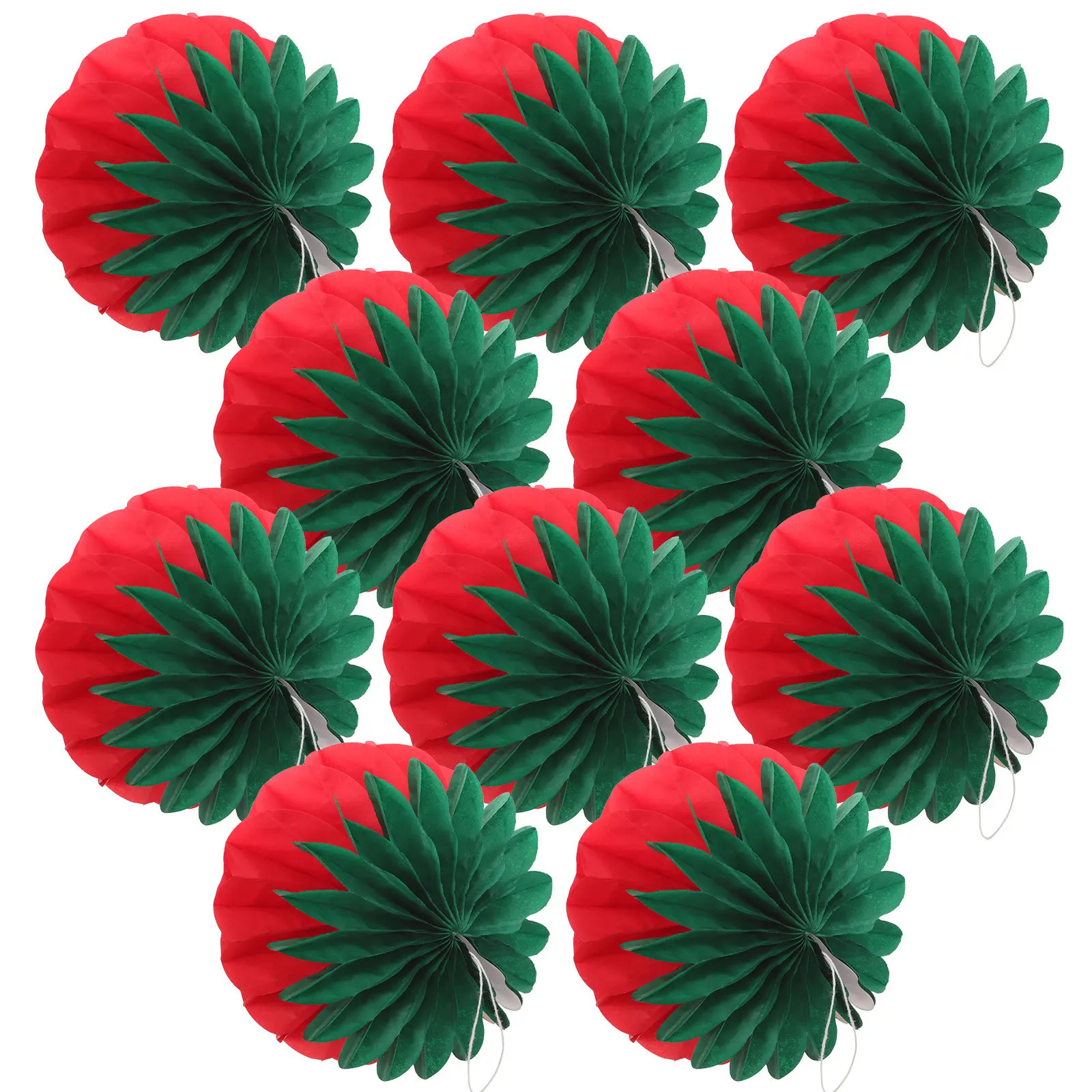 

10Pcs High-Quality Paper Strawberry Honeycomb Balls Enough Quantity Share Friends Party Use Paper Strawberry Honeycomb