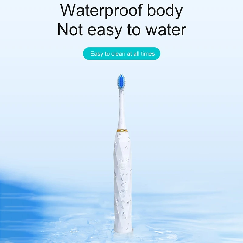Звуковая электрическая зубная щетка, водонепроницаемая перезаряжаемая электрическая зубная щетка с 8 мягкими насадками, умная зубная щетка для чистки зубов