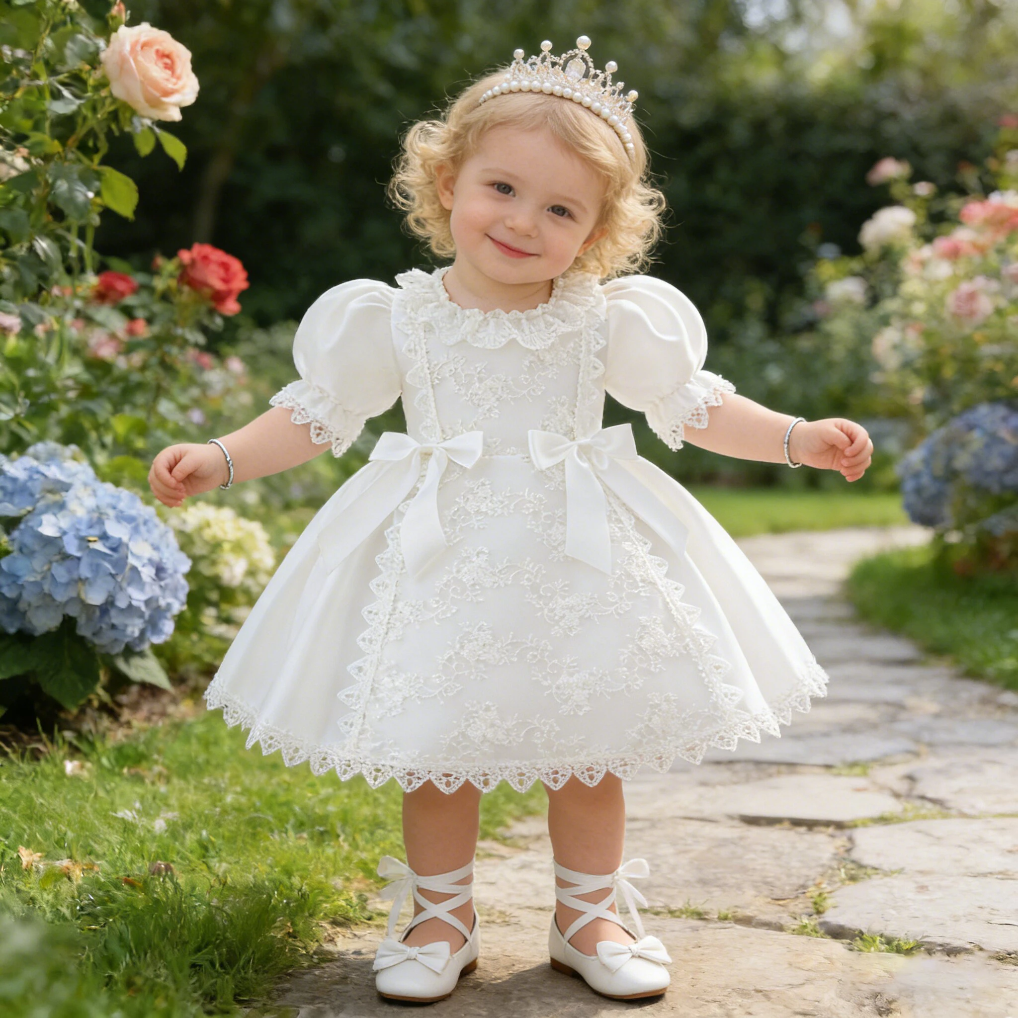 

Платье для девочек на крестины, элегантное, с цветами, на 1-й день рождения, свадебное, принцессное, из фатина, для подружек невесты, выпускное платье