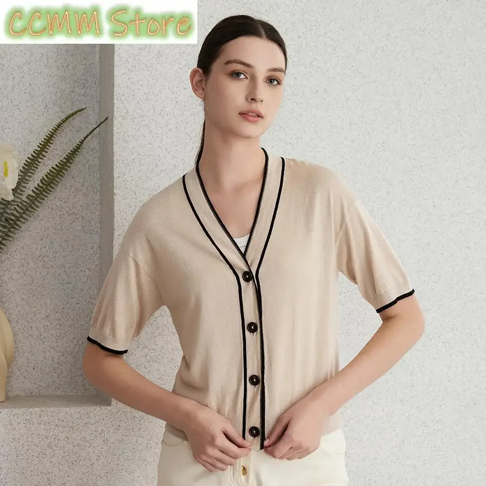 

BC-31 Spring and Autumn Silk Wool Knitted Cardigan Sweater Women's Clothing