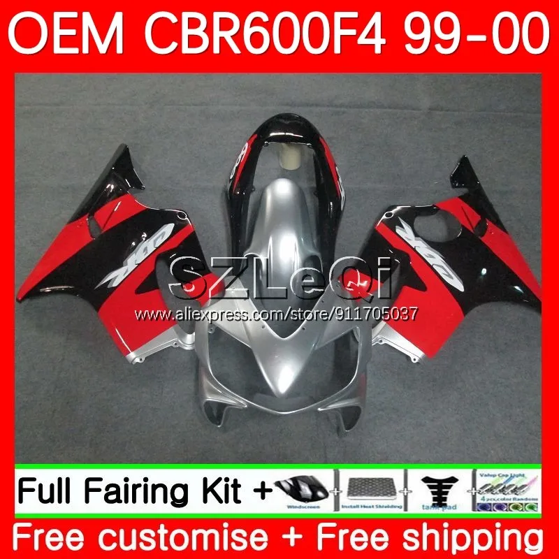 Injection + Decal For HONDA CBR 600F4 600CC 600FS 600 F4 Red Black FS CC 29No.53 CBR600F4 99 00 CBR600 F4 1999 2000 Fairing﻿