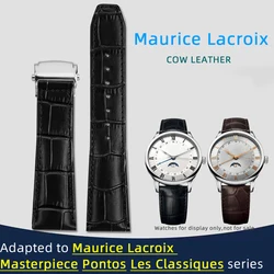 For Maurice Lacroix Watch Strap Pontos PT6158 PT6098 Les Classiques Masterpiece Men's Business Leather Watch Strap Blue 20/22mm