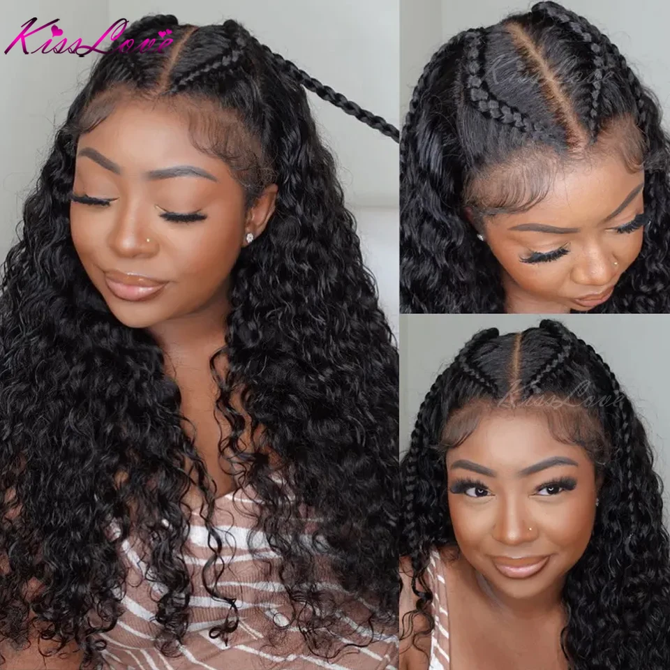 

Pre Braided Deep Wave Wigs 13x4/13x6 Lace Front Wigs Human Hair Ready To Wear Pre Everything Done Invisible HD Lace Frontal Wigs