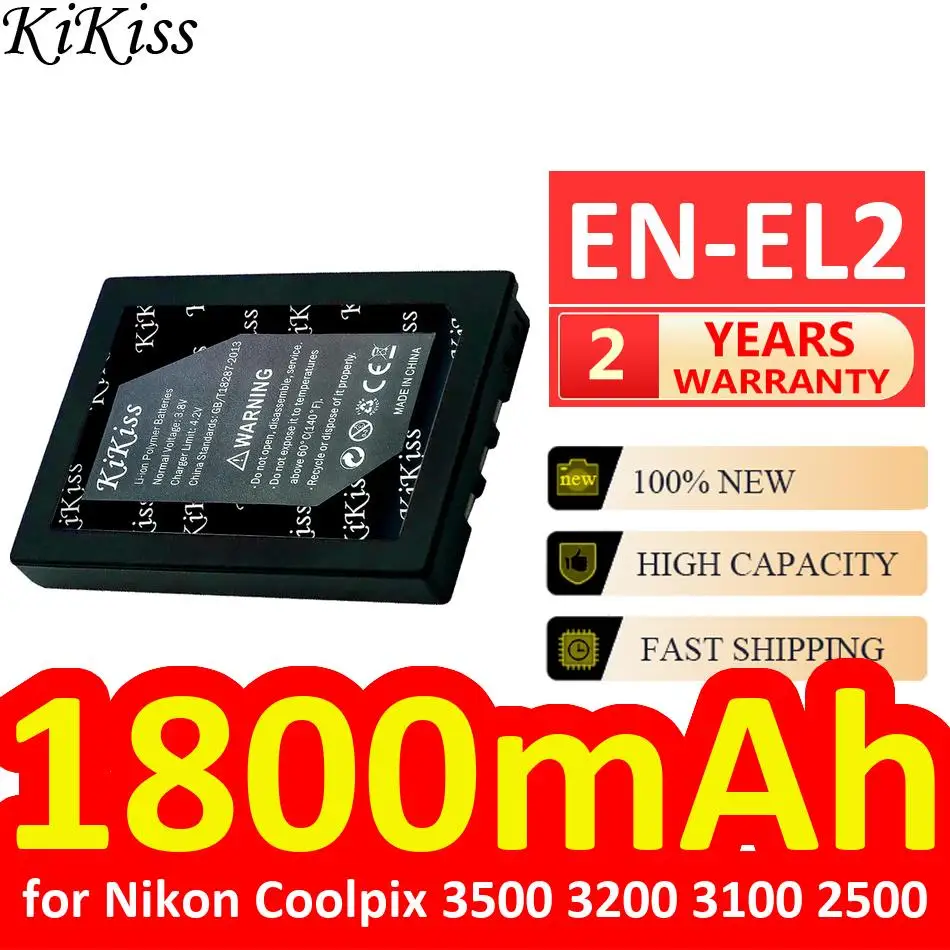 For Nikon Coolpix 3500 3200 3100 2500 High Compatibility Fast Charging Camera Battery EN-EL2 1800mAh