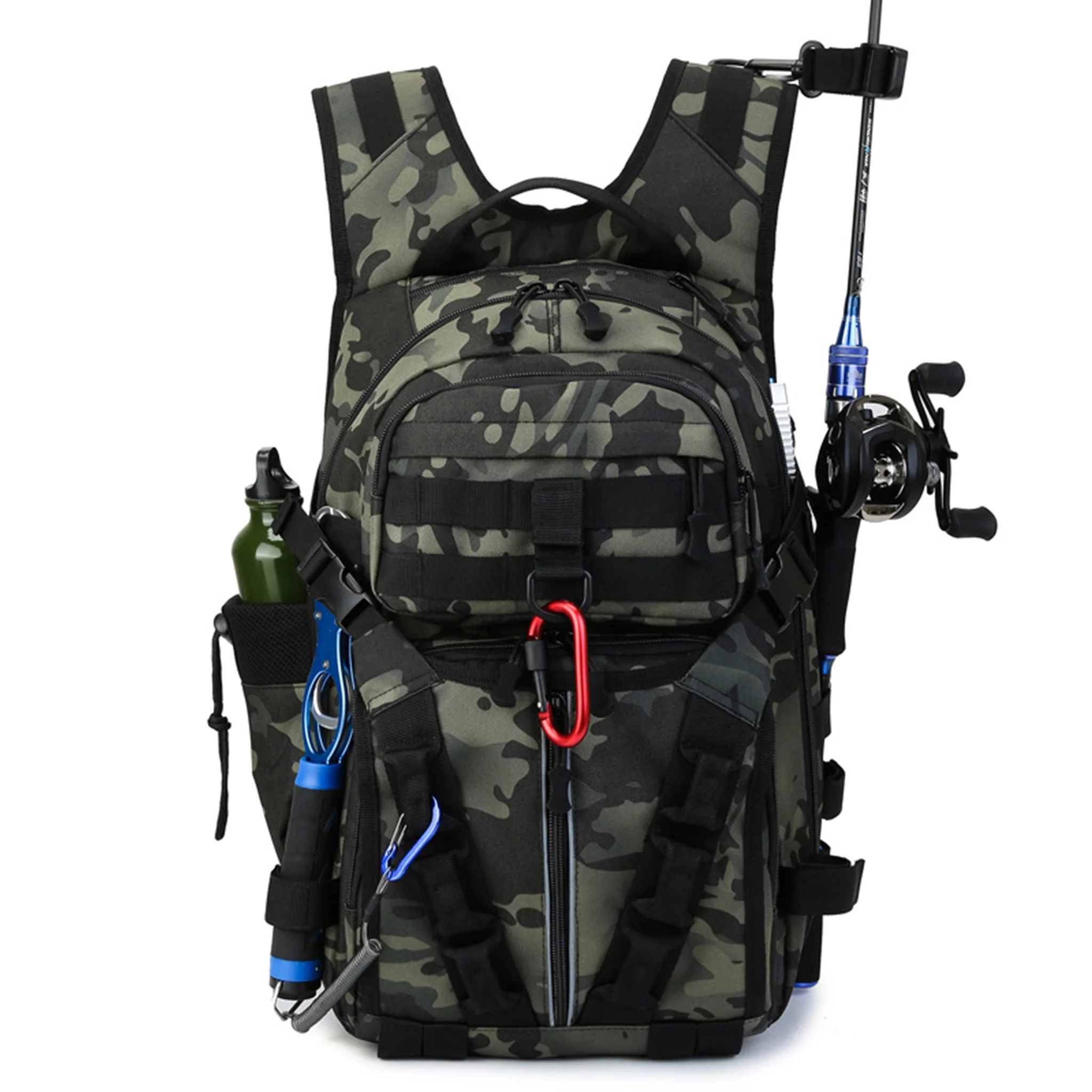 

1pc Outdoor Fishing Backpack Men'S Fishing Bait Pullrod Luggage Camping Mountaineering Hunting Multi Functional Tactical Bag
