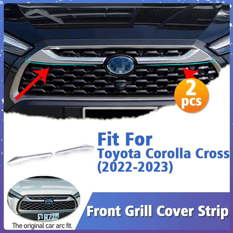 

For Toyota Corolla Cross 2022-2023 Front Middle Grille Grill Mesh Face Decorative Strips Cover Trim Car Accessories Auto Styling