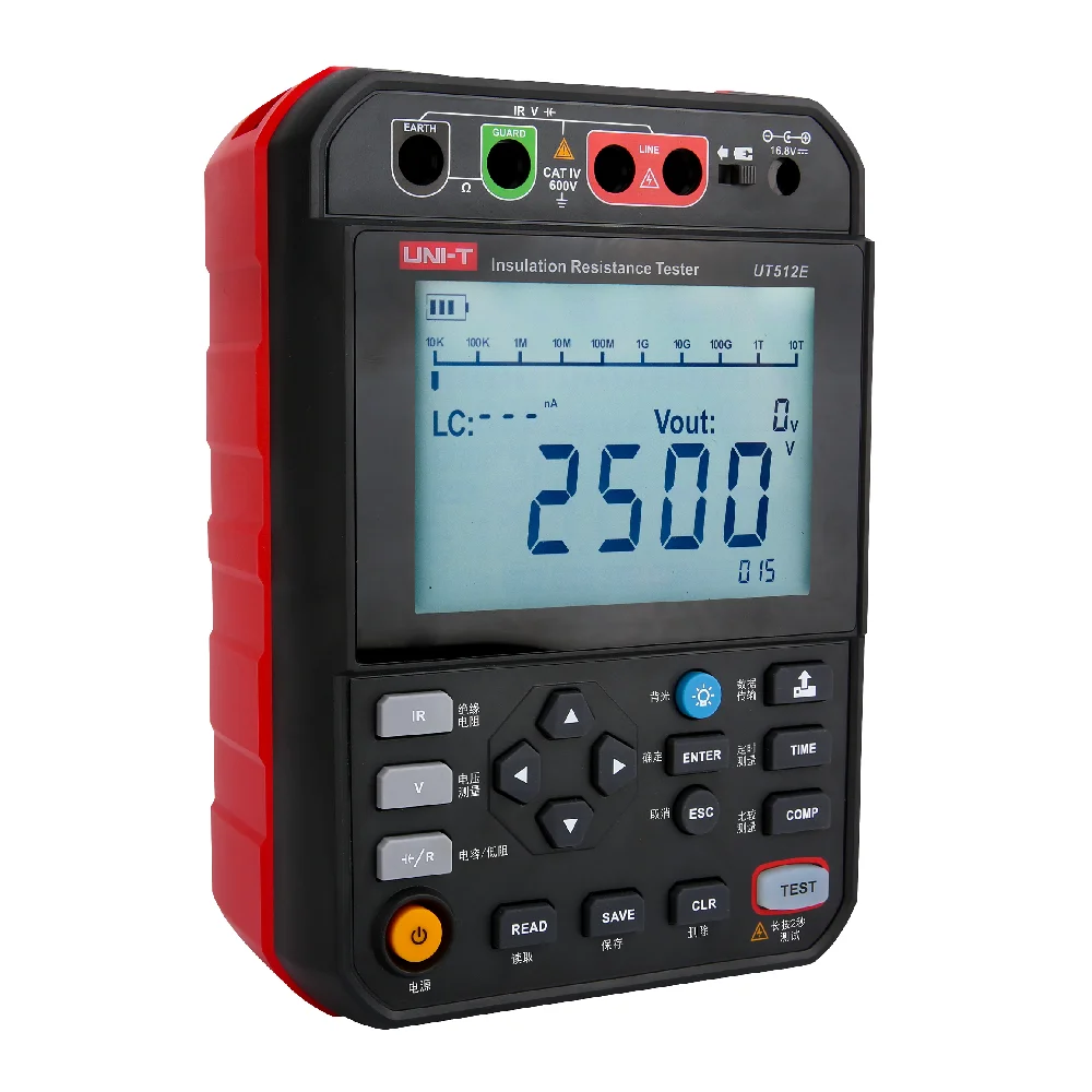 UNI-T UT512E Digital Megger Voltmeter 250V/500V/1KV/2.5KV Insulation Resistance Tester With Low Resistance Measure And Capacitan