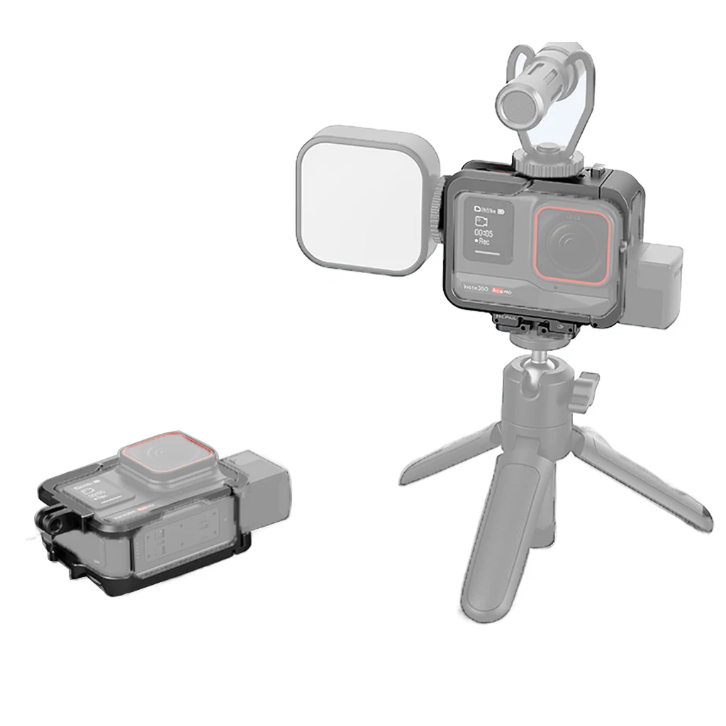 Держатель для камеры из алюминиевого сплава с двойным креплением холодного башмака для Insta360 Ace Pro Аксессуары защитная рамка для камеры быстрого крепления