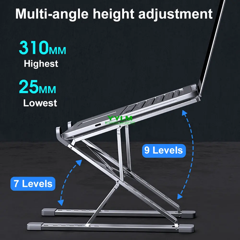 YYLM NEW N8 Adjustable Laptop Stand Aluminum for Macbook Tablet Notebook Stand Table Cooling Pad Foldable Laptop Holder  A