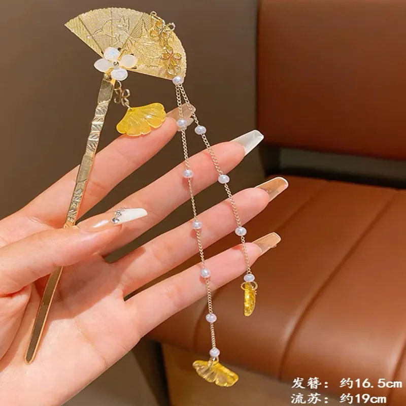

New-style Chinese-style fan-shaped tassel hair clips, retro hair clips, and Hanfu hair clip headwear for niche hospitals