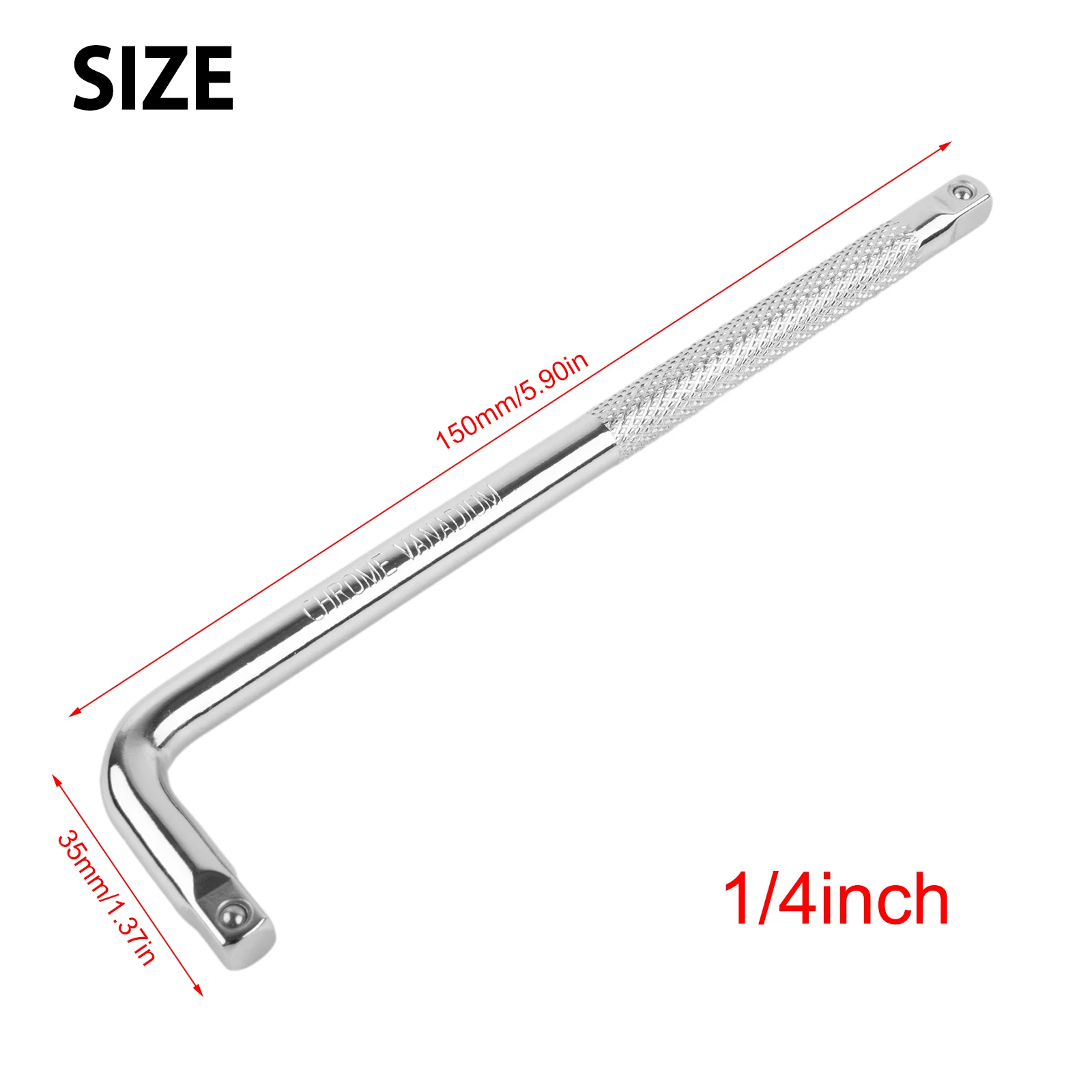 Extension L Type Shaped Double End NonSlip Socket Wrench Tool for 1/4 3/8 1/2 Inch Drive with Slip Knurl Handle
