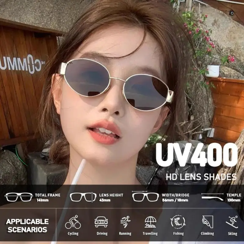 Retro Oval Sunglasses UV400 Shades Anti Ultraviolet Classic Fashion Korean Vintage Luxury Brand Eyewear Women Unisex