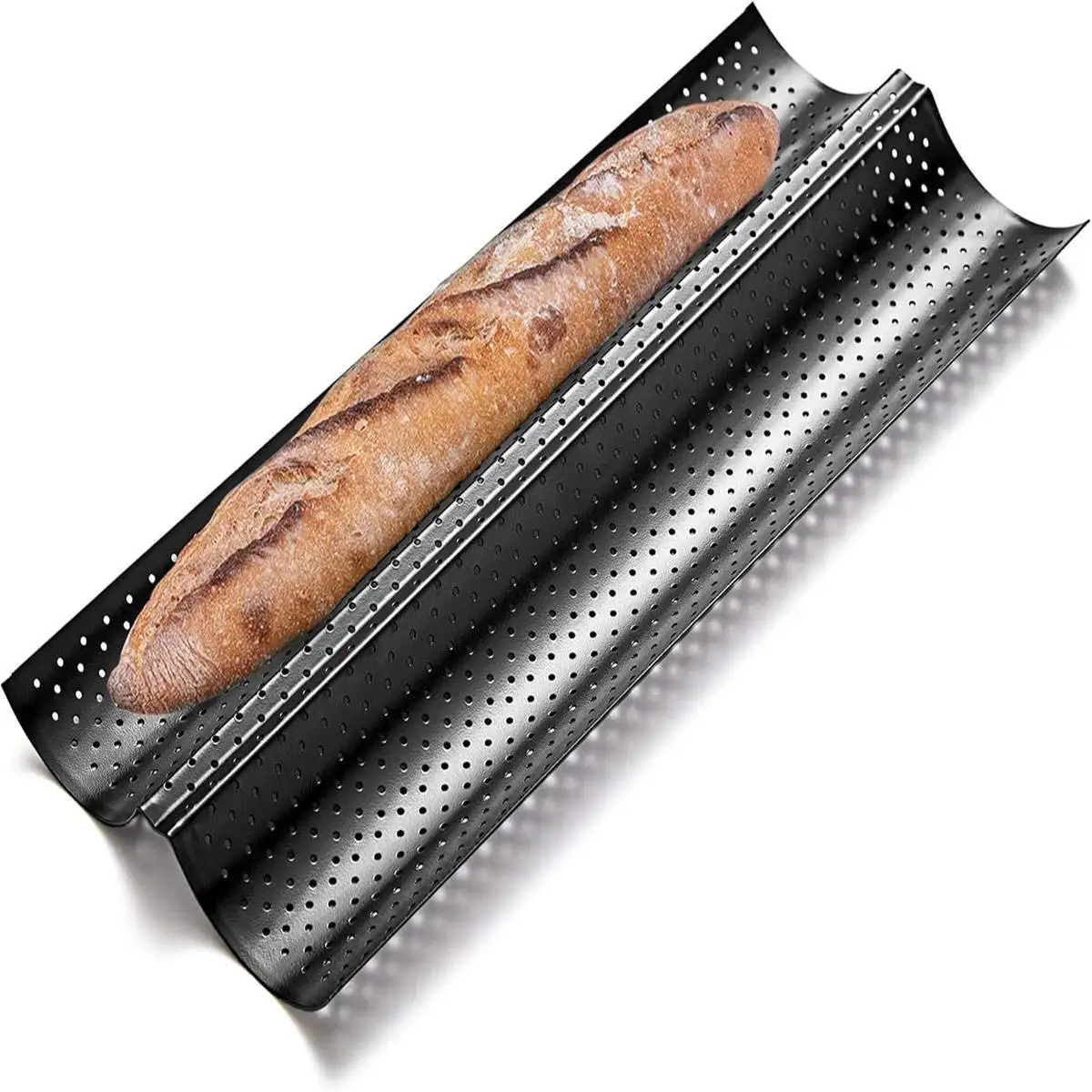 Baguettepan, bakvorm voor Frans brood, bakgerei met gegroefde golven, voor 2/3/4 broden, broodbakvorm, baguettebakplaat, bakgereedschap