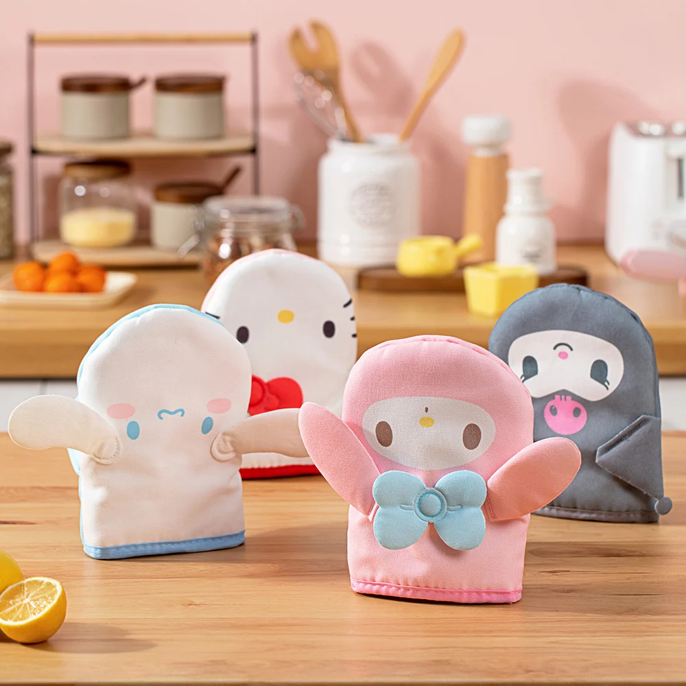 

Sanrio Hello Kitty 3D утолщенные кухонные термостойкие противоожоговые перчатки для выпечки и высокотемпературной духовки