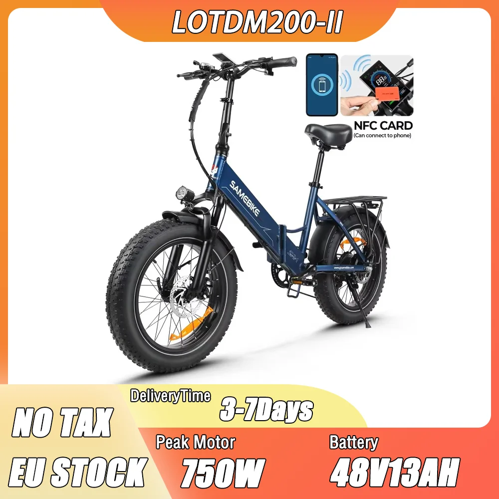 SAMEBIKE LOTDM200-II Bici Elettrica 750W Motore 48V13AH Batterie Bicicletta Elettrica Pieghevole 20 Pollici Pneumatico Pendolarismo E bici