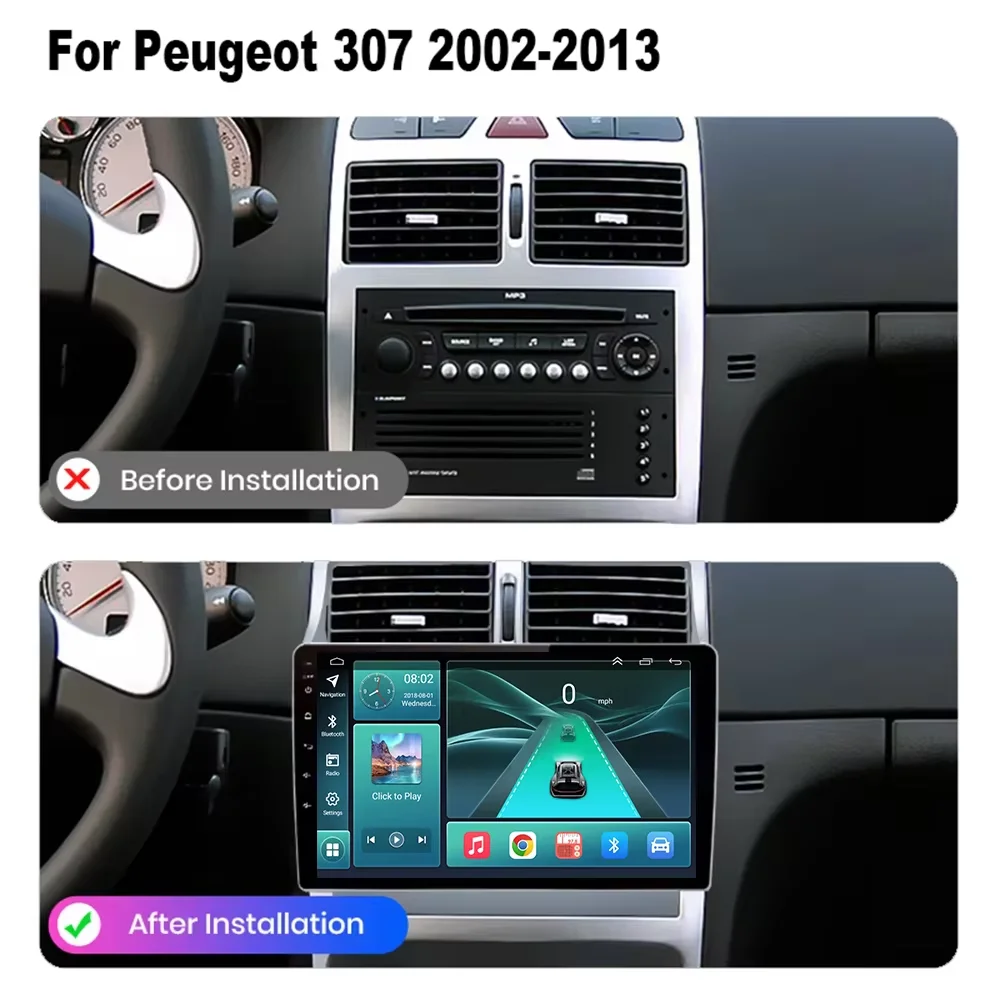 Cortex-A76 Octa-Core Android 16 For Peugeot 307 SW 307CC 307SW 2002 - 2013 Stereo Head Unit Multimedia Player Touch Screen Wifi