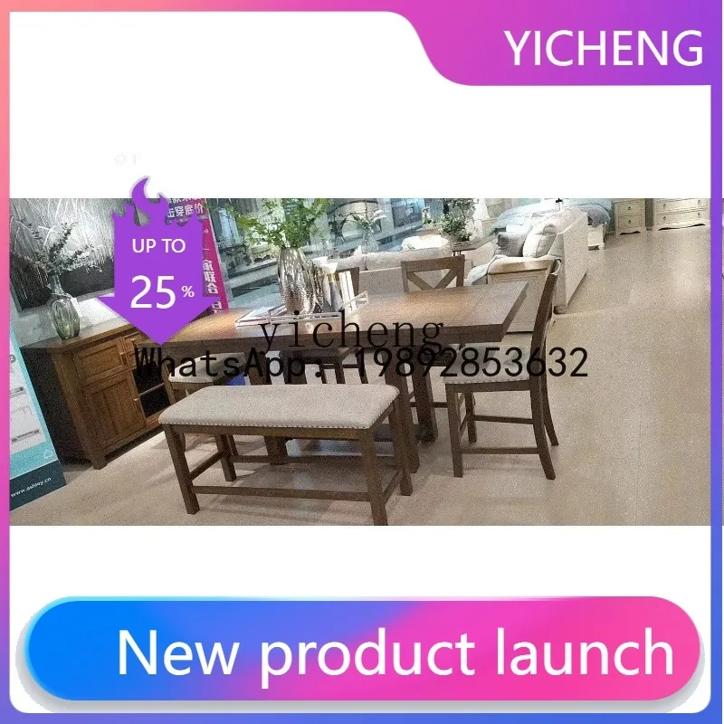 

Household Retractable Bar Solid Wood Dining Table Bench Dining Room Special Table and Chair Combination