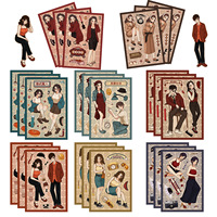 8/16Sheets Hong Kong Style Retro Girl Creative Puzzle Stickers DIY Notebook Handbag Personalized Waterproof Stickers Kid Toys