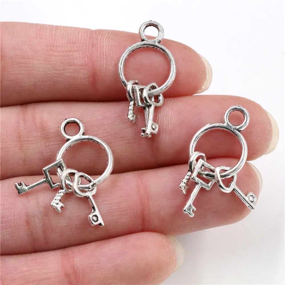 24X13mm 10pcs Antique Silver Plated Bronze Gold Plated Key Chain Handmade Charms Pendant:DIY for bracelet necklace