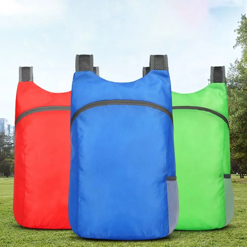 Simple with Drawstring Storage Bags Foldable Backpack Zipper School Bag Lightweight Nylon Bag Shoulders Bag Large Capacity Men