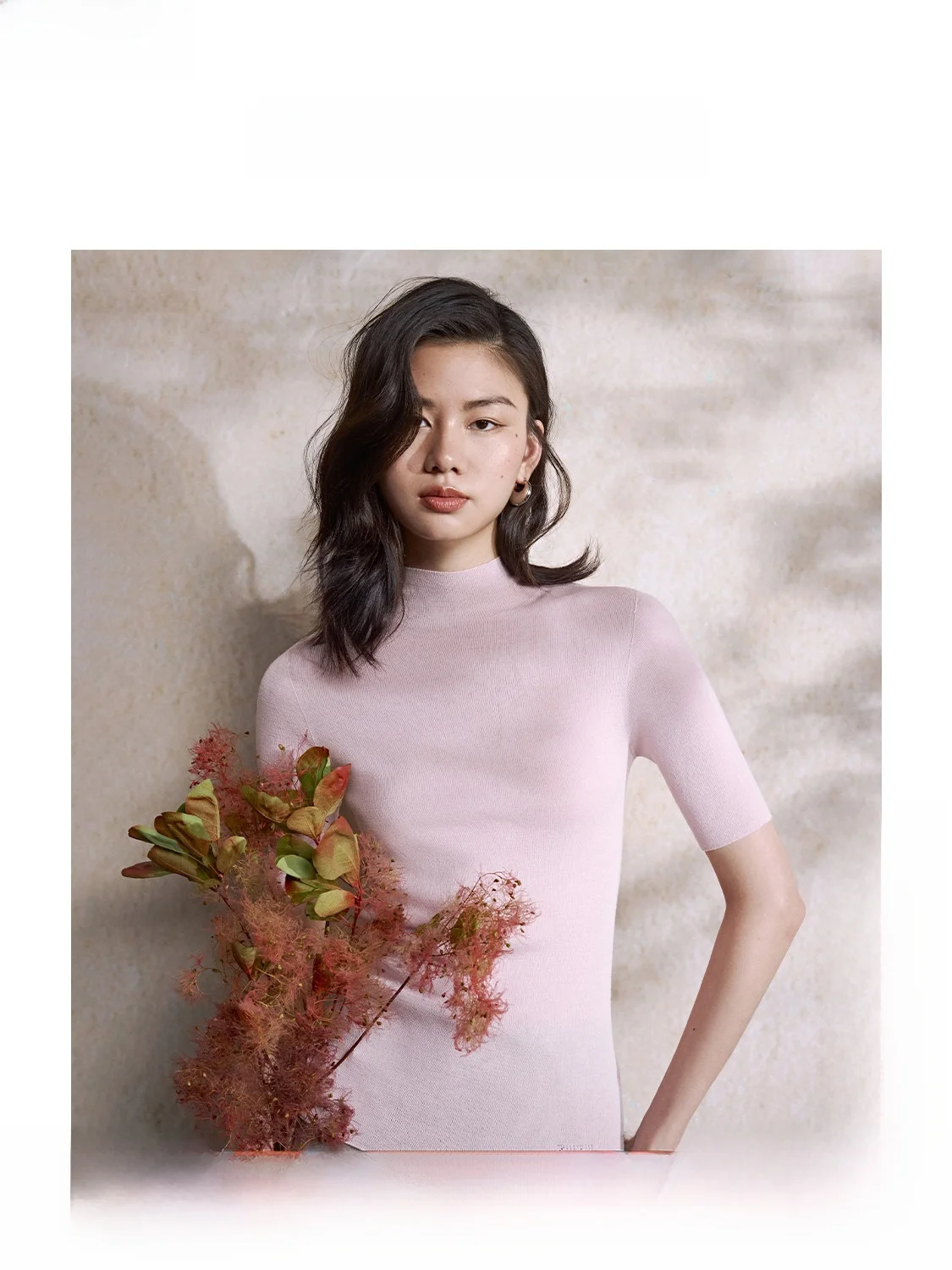 

ZhiZhi f High Ne mid Sve Sl Wool Knitted T irt Women's Ele Sle Soft Wool Blend Casual Fit Five Button