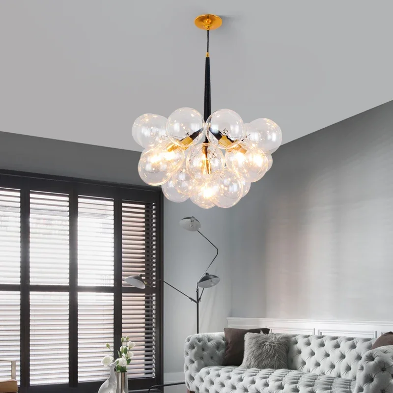 Nordic creative glass ball bubble lamp living room dining room chandelier post modern clothing store bedroom lamps