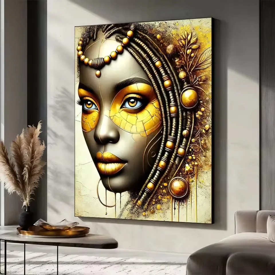 DIY 5D Diamond Painting African Tribal Split Face Woman Rhinestone Embroidery Full Square Round Drill Mosaic Art Home Decor Han