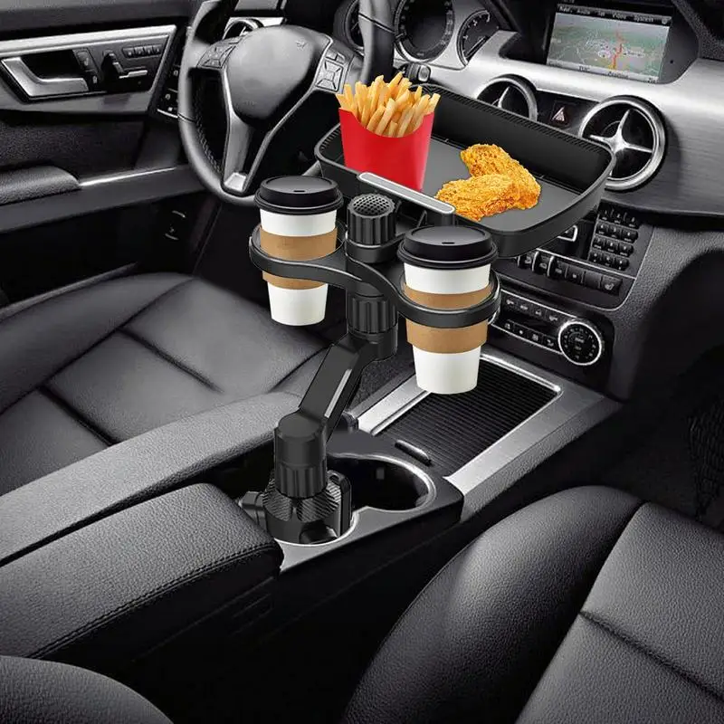 

Car Food Tray 360degree Adjustable Cup Holder With Swivel Base Food Table Organized Drink Holder Expander Automobile Accessories