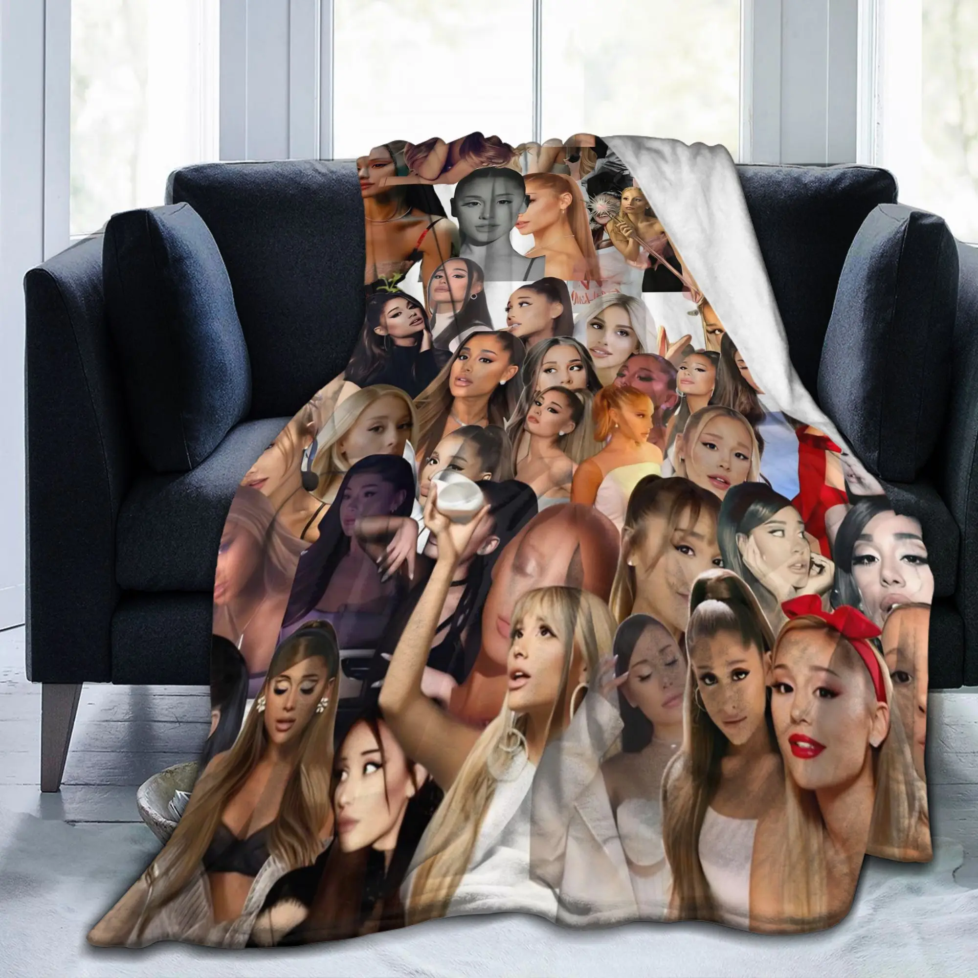 Arianas Pop Singer Grandes Funny Blankets Flannel Sunshine Super Soft Throw Blankets for Bedspreads Outdoor Portable