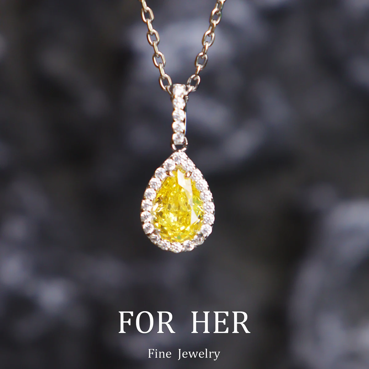 

ForHer Pear Cut 100% 925 Sterling Silver High Carbon Yellow Diamond Pendant Necklace For Women Sparkling Party Fine Jewelry Gift