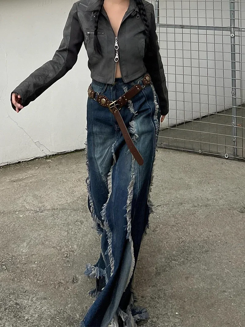 Women Vintage Skirts Denim Long Skirt Harajuku Y2k 2000s 90s Aesthetic Streetwear Fashion Korean Style A-Line Jean Skirt Clothes