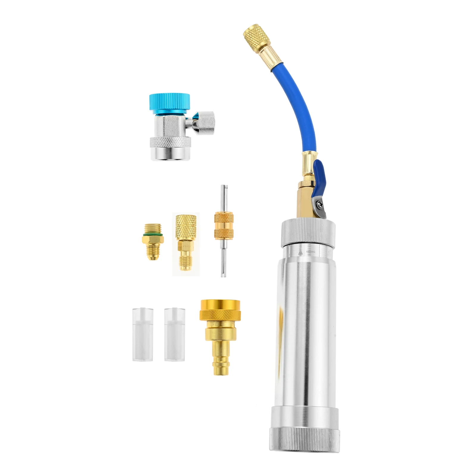 1 Set Car AC Oil Dye Injector Kit 2oz R134a R1234YF Adjustable Quick Couplers R410a Mini Split Adapter Auto Refrigerant Parts