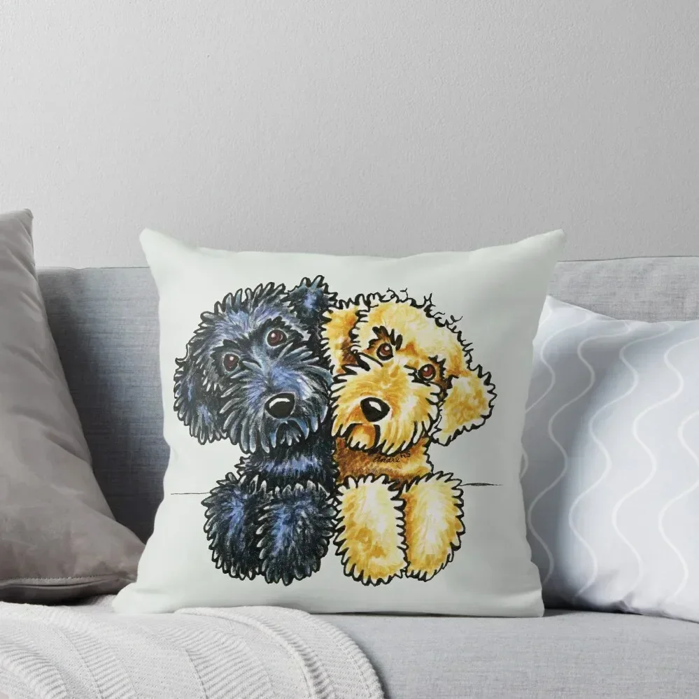 Black Yellow Labradoodles Lined Up Throw Pillow pillows decor home Plaid Sofa Decorative Cushions covers for pillows pillow