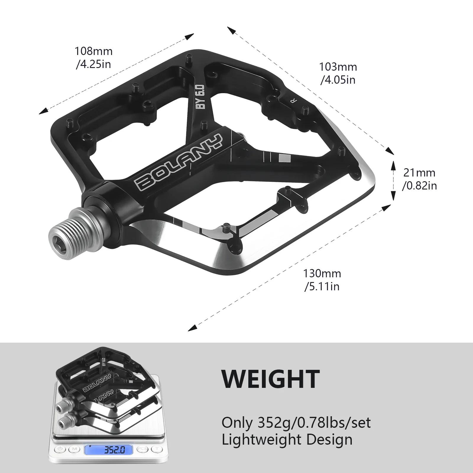 BOLANY 6.0 MTB-Pedal aus Aluminiumlegierung: 16 – Nagel, CNC-Hohl, rutschfest, 3 – Lagerschmierung
