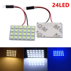 2PCS LED Panel Light 5050 COB 24SMD Car Festoon(29-41mm) C5W T10 BA9S Reading Lamp Boat Auto Dome Bulb 12V 6000K Warm White Lamp