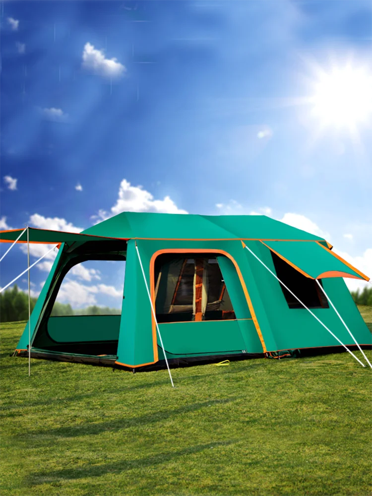 

Ultralarge 5-8 Person Automatic Aluminum Poles Thickened Ripstop Plaid Material Waterproof Windproof Camping Tent Barraca