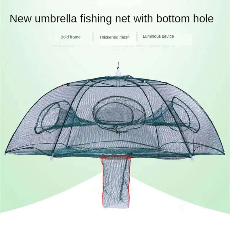 Buy 1 Get 1 FREE 4-16 Holes Strengthened Automatic Fishing Net Shrimp Crab Fish Multifu FishsCage Nylon Foldable Umbrella Shape