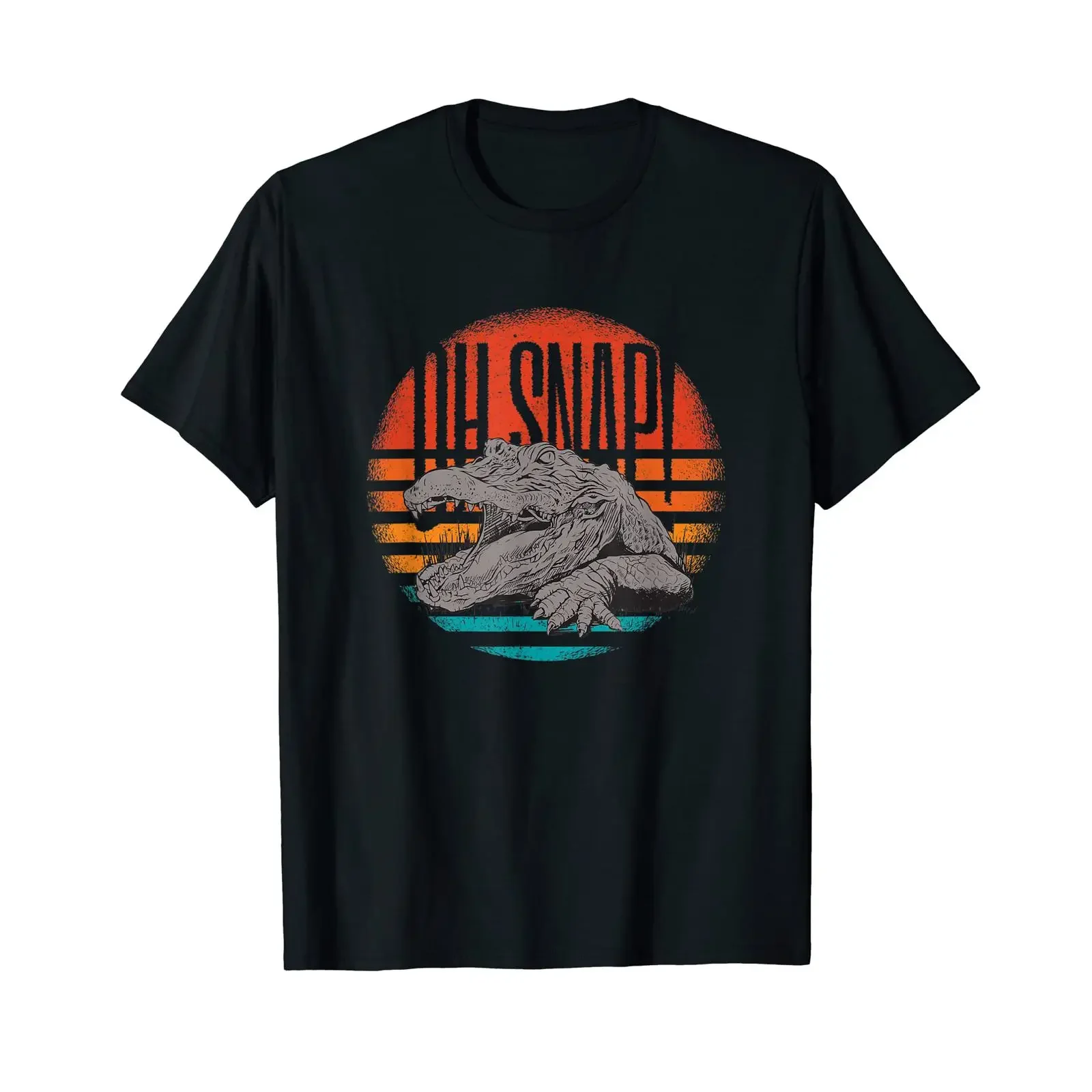 Animal Reptilian Alligator Illustration Oh Snap T Shirt vintage Washed Slightly streetwear Breathable Casual graphic Soft