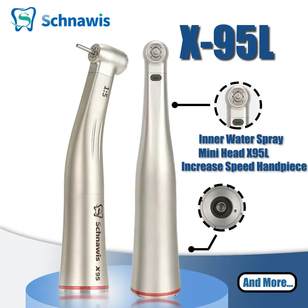 

Push Button 1:5 Dental Contra Angle Handpiece Increase Speed Handpiece Mini Head T-i Max X95L Inner Water Spray Red Ring