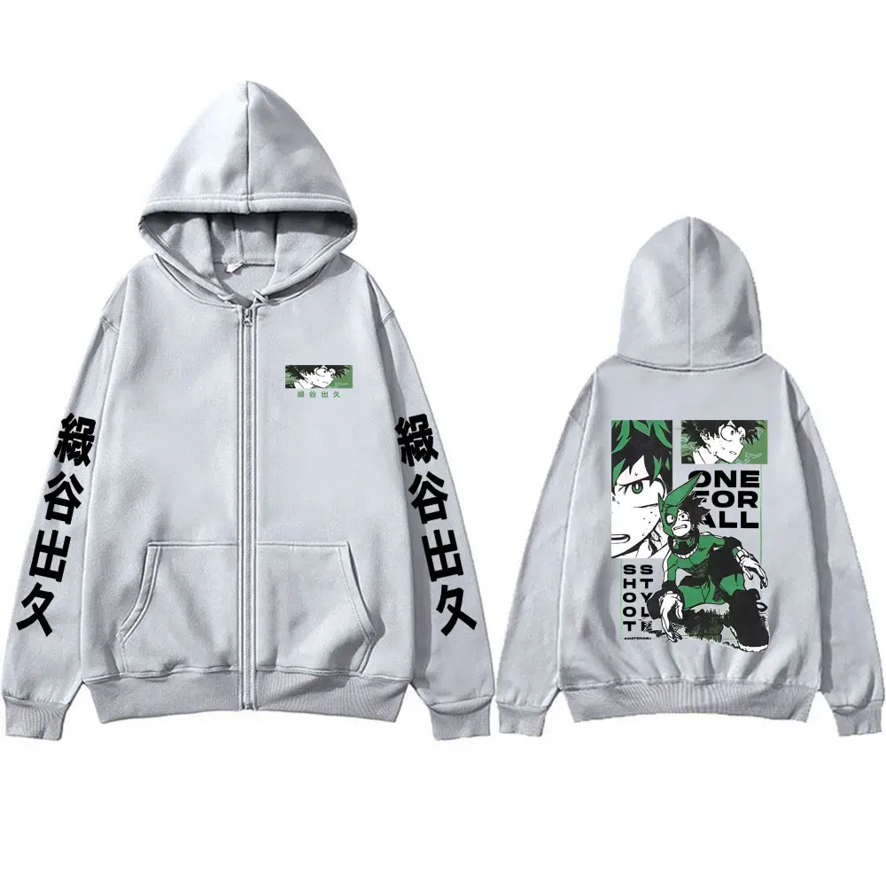 Anime My Hero Academia Midoriya Izuku Reißverschluss-Hoodie für Männer und Frauen Lässige Vintage Zip-Up-Jacke Manga Cosplay Zip-Up-Sweatshirt – Detail 6