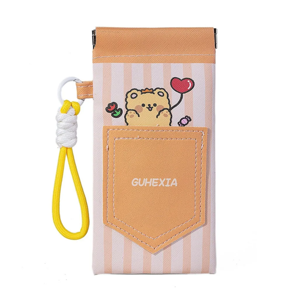 

PU Leather Glasses Sunglasses Bag Automatic Closed With Hanging Rope Reading Eyewear Case Cartoon Eye Wear Accessories