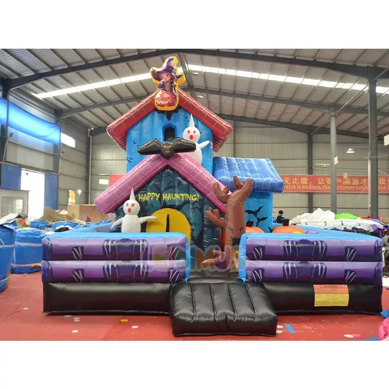 Commercial Customized Halloween Bouncy Castle PVC Inflatable Haunted Bounce House Combo Fun Inflatable Castle Slide for Kids