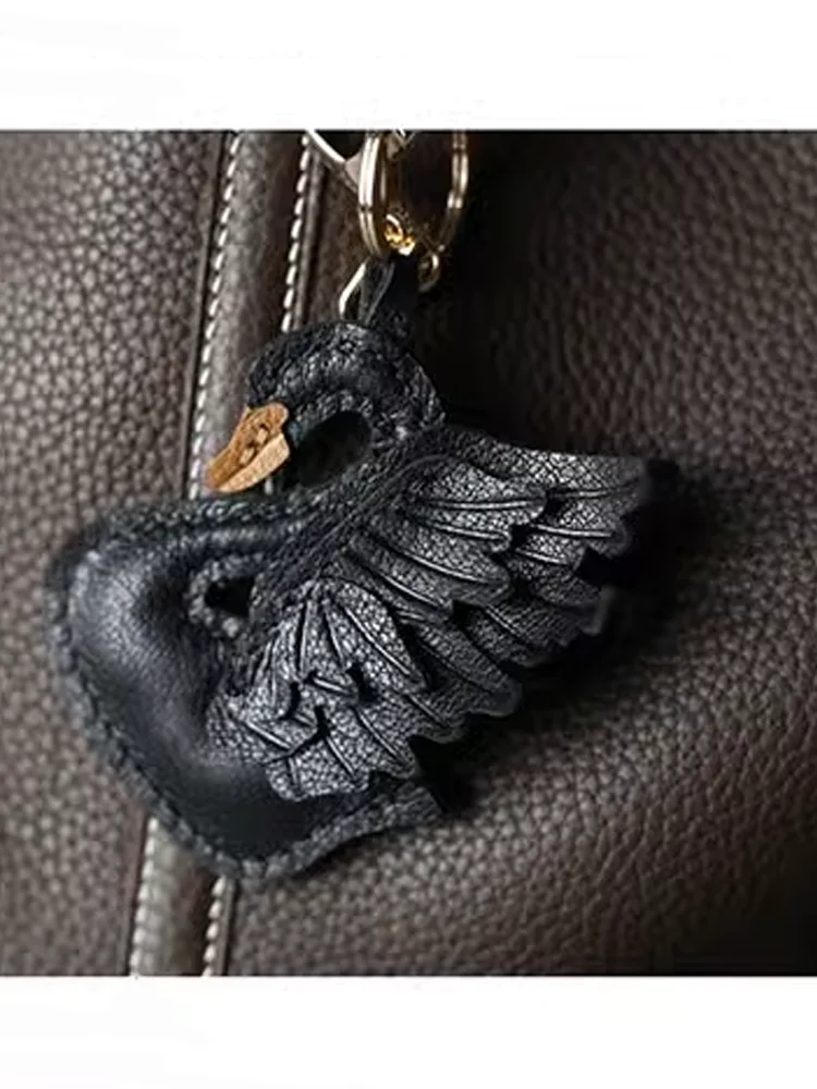 New Arrival PU Leather Swan Shaped Handmade Bag Pendant Keychain For Man Or Woman Gift