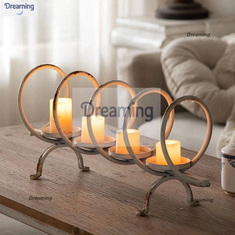 

Французский романтический ностальгический настольный орнамент, отель, ресторан, подсвечник при свечах, реквизит, свадебное украшение, свеча