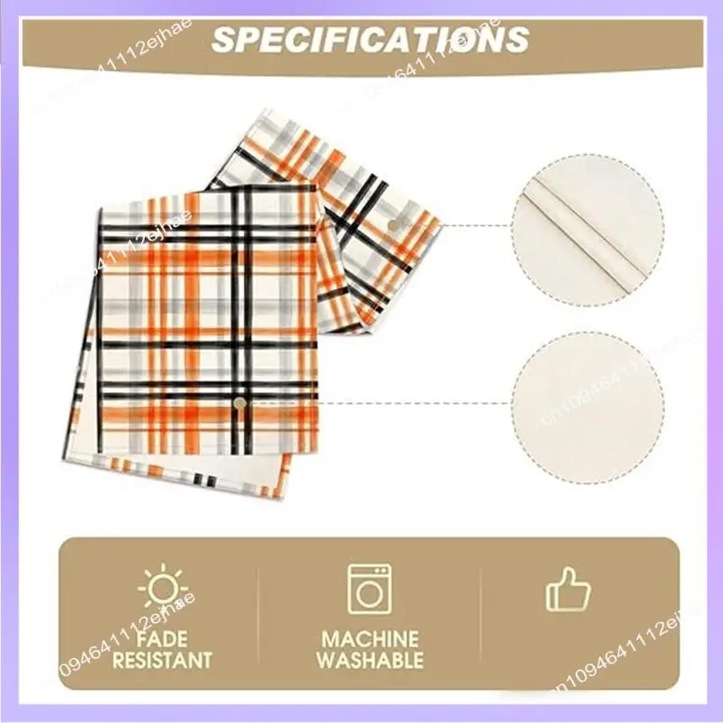 N83R Autumn Lineplaid Printed Table Flag Linen Durable Table Cloth Party Setting Ceremonial Table Towel Dining Table Decor